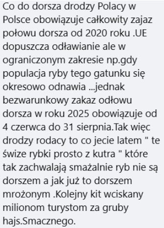 dorsz nad bałtykiem komentarz