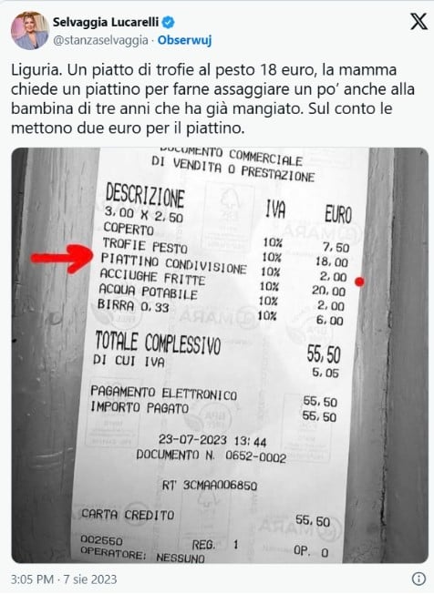 oplaty dodatkowe we włoskich restauracjach