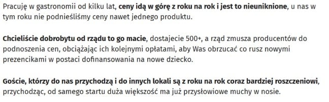 paragony grozy komentarz gastronomia
