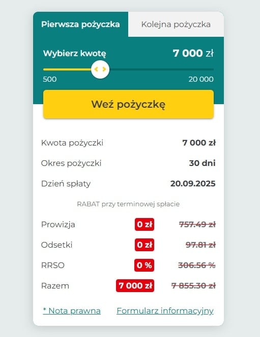 kalkulacja pożyczki w Finbo