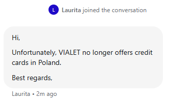 zrzut ekranu konwersacji w vialet