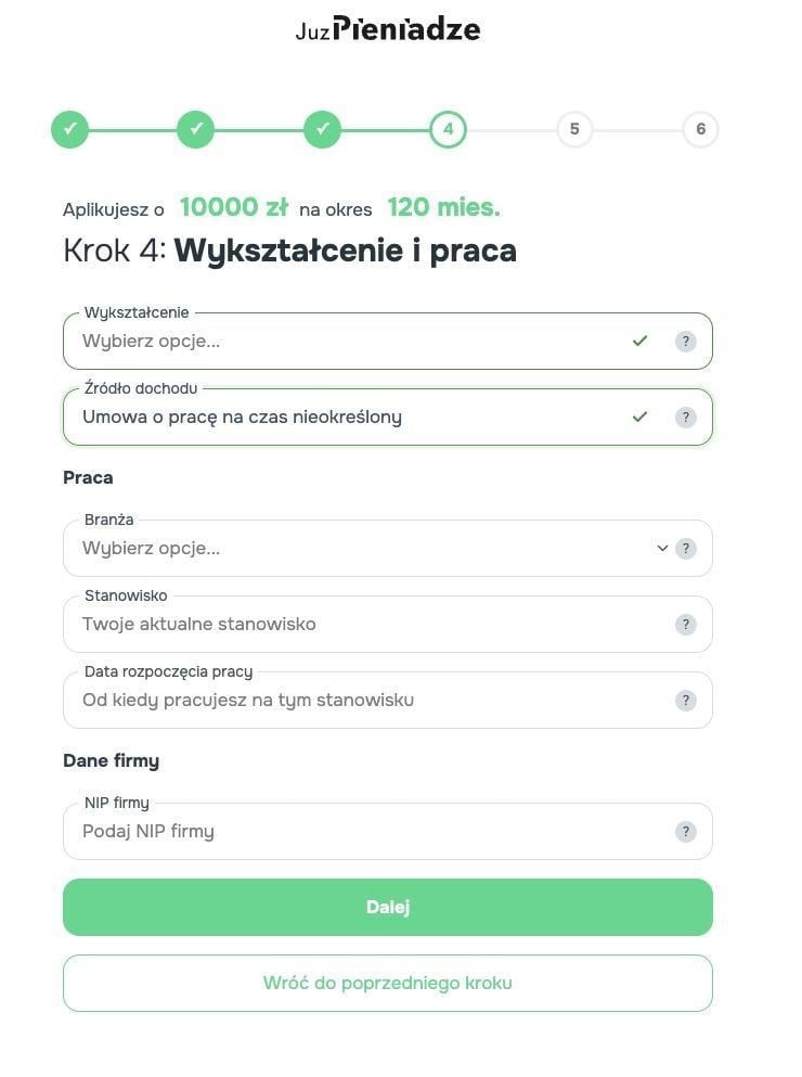 krok 4 na juzpieniadze