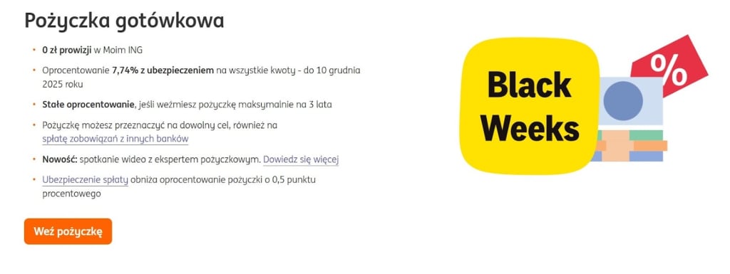 pożyczka ing na black weeks