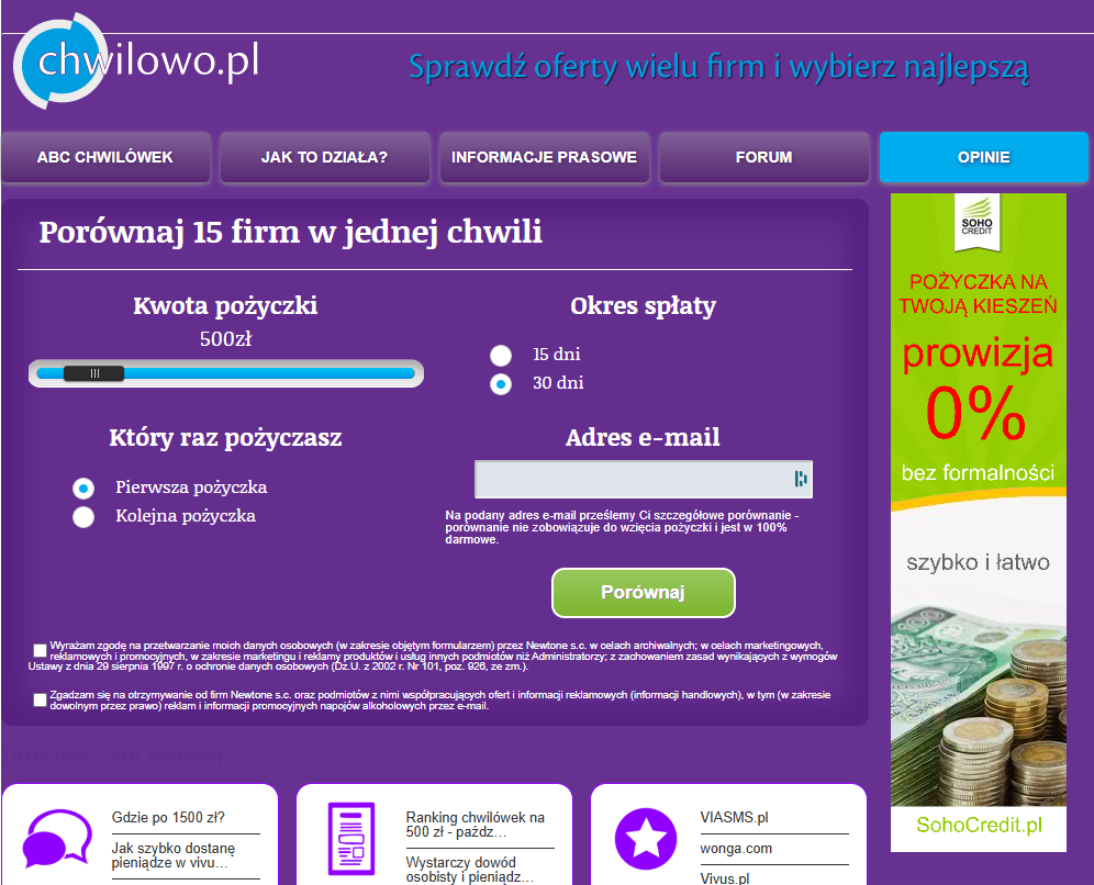 Tak wyglądało chwilowo.pl w 2013 roku