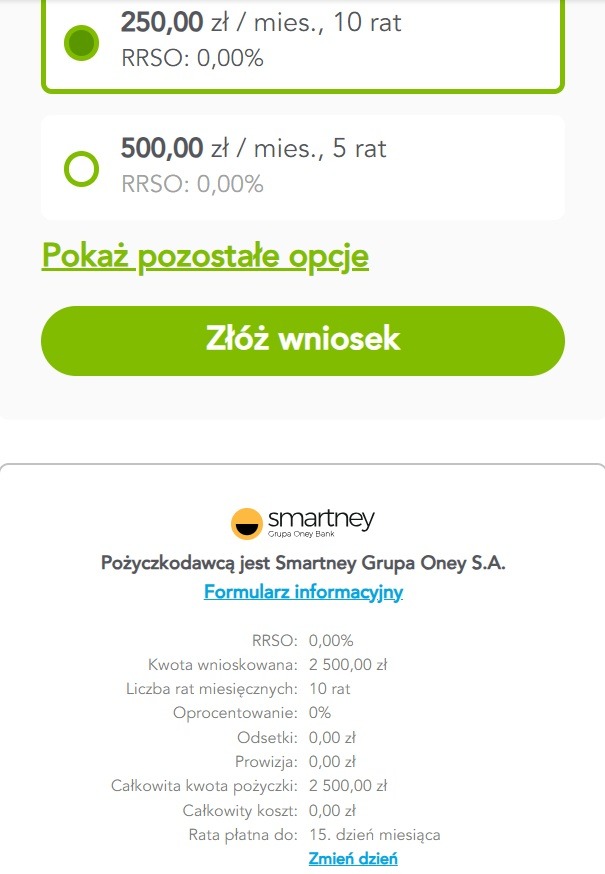 Raty 0% w OneyRaty