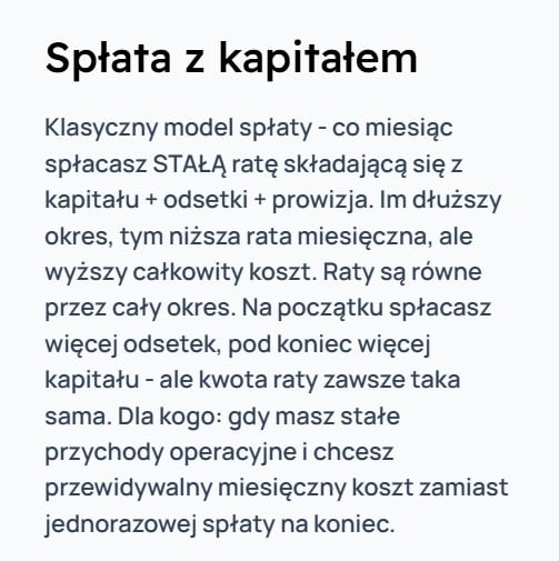 spłata z kapitałem pożyczki w horyzont capital
