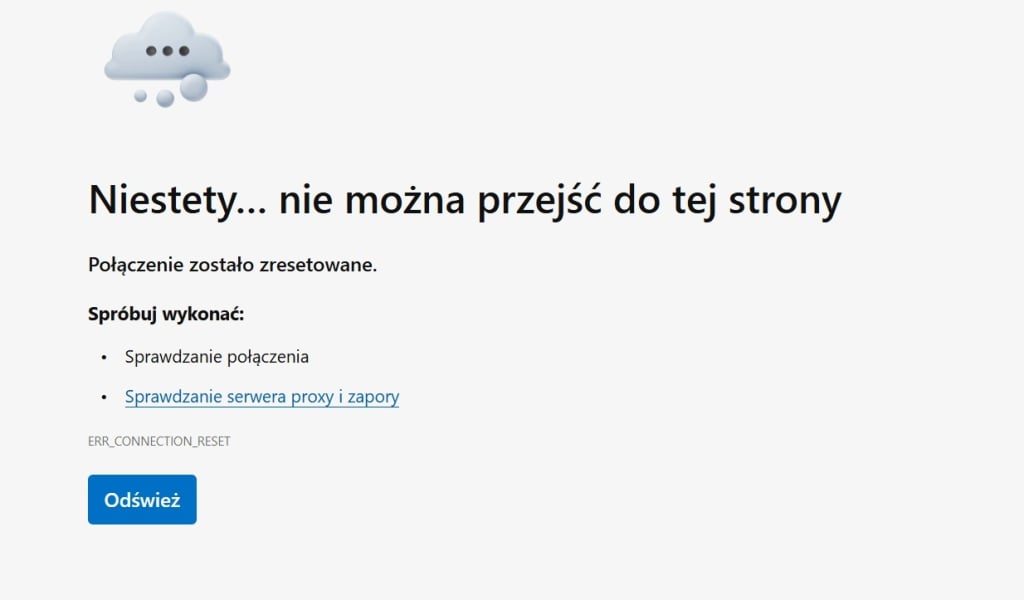 błąd na stronie zaimo