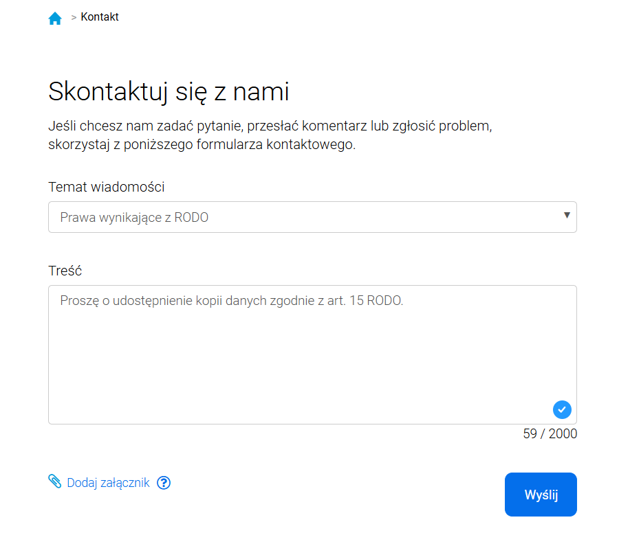 zakładka kontakt skąd można pobrać darmową Kopię Danych z BIK