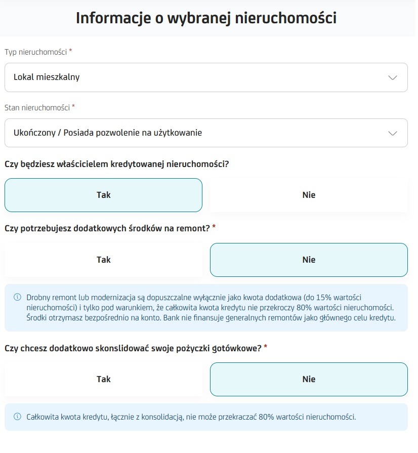 informacje o wybranej nieruchomości
