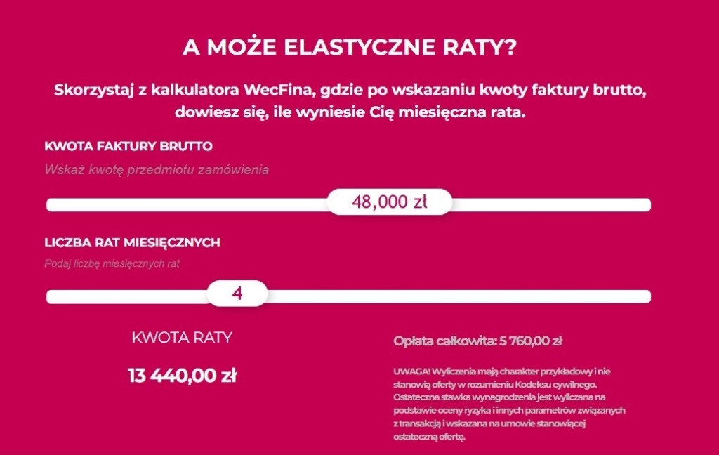 koszt elastycznej raty w wecfina