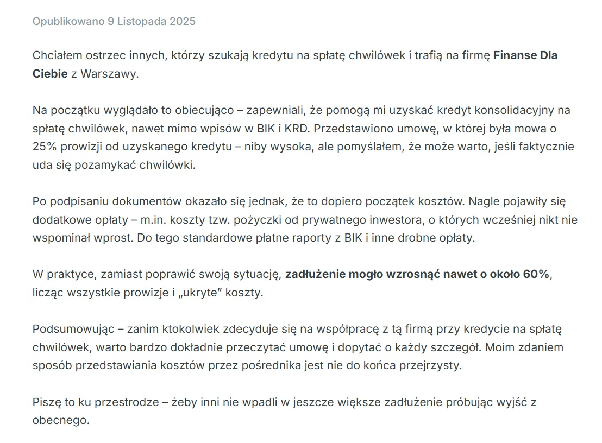 Wypowiedź na forum o 25-procentowej prowizji i wzroście zadłużenia o 60 procent