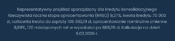 Przykład reprezentatywny z 2026 r. na konsolidujemy.online z RRSO 9,37 proc.